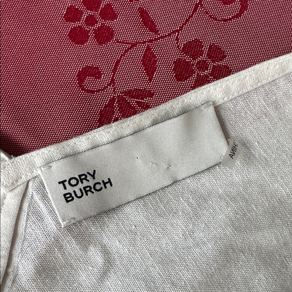 🍦NWOT🍦Tory Burch Beige and Cream Linen Blend Blouse - Picture 8 of 10